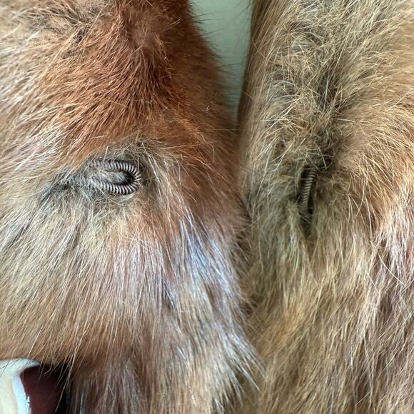 VINTAGE BROWN FUR CAPLET CAPE 3/4 SLEEVE LENGTH ONE SIZE - Picture 5 of 7